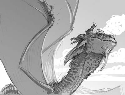 Cover sketch done for “Kenny & The Dragon”